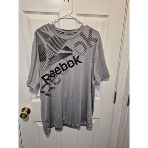 Men's Reebok Grey Black Graphic Short Sleeve Tee L